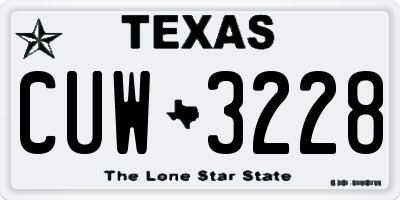 TX license plate CUW3228