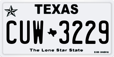 TX license plate CUW3229