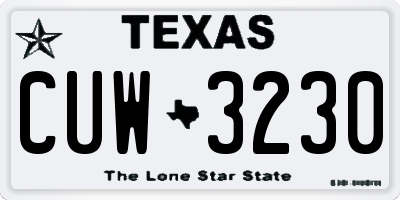 TX license plate CUW3230