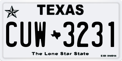 TX license plate CUW3231