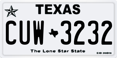 TX license plate CUW3232