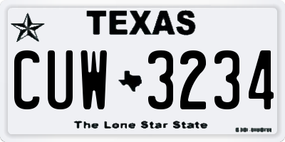 TX license plate CUW3234