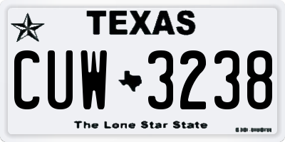 TX license plate CUW3238