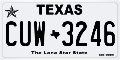 TX license plate CUW3246