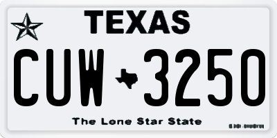 TX license plate CUW3250