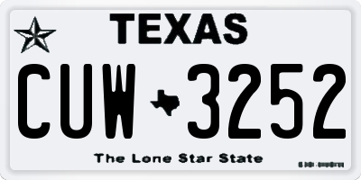 TX license plate CUW3252