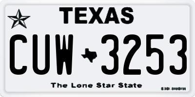 TX license plate CUW3253