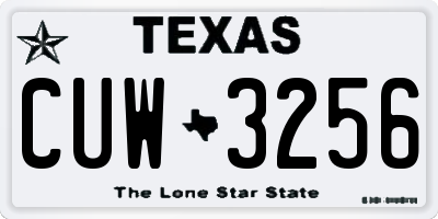 TX license plate CUW3256
