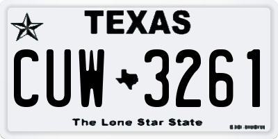TX license plate CUW3261