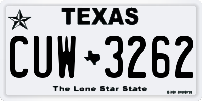 TX license plate CUW3262