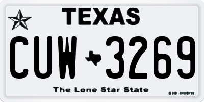 TX license plate CUW3269