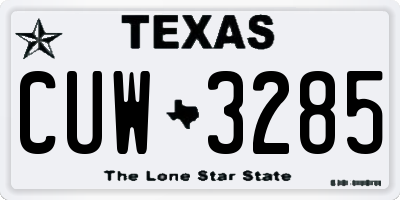 TX license plate CUW3285