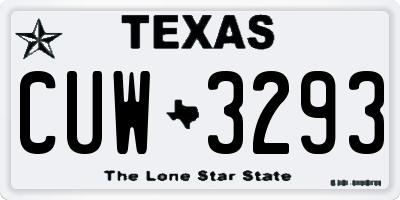 TX license plate CUW3293