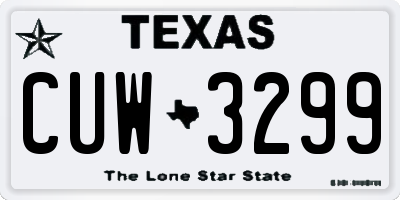 TX license plate CUW3299