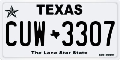 TX license plate CUW3307