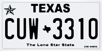 TX license plate CUW3310