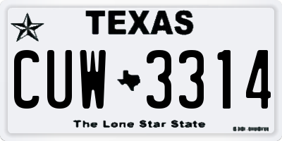 TX license plate CUW3314