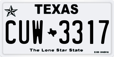 TX license plate CUW3317