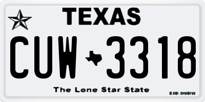 TX license plate CUW3318
