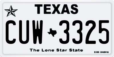 TX license plate CUW3325