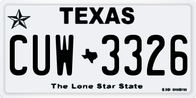 TX license plate CUW3326