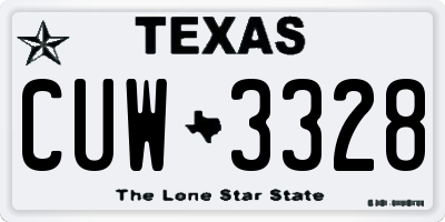 TX license plate CUW3328