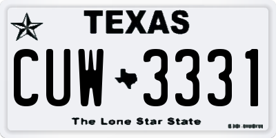 TX license plate CUW3331