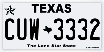 TX license plate CUW3332
