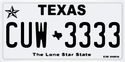 TX license plate CUW3333