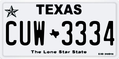 TX license plate CUW3334