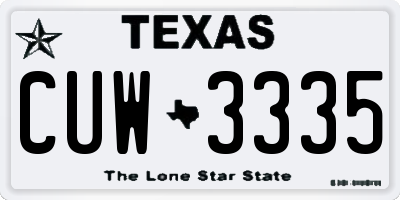 TX license plate CUW3335