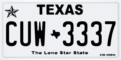 TX license plate CUW3337