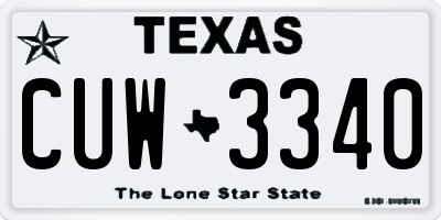 TX license plate CUW3340