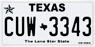 TX license plate CUW3343
