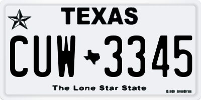 TX license plate CUW3345