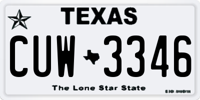 TX license plate CUW3346