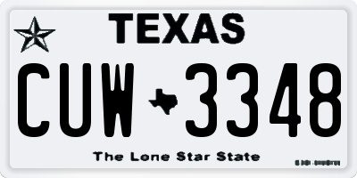 TX license plate CUW3348