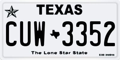 TX license plate CUW3352