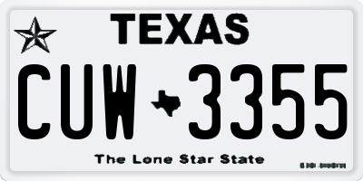 TX license plate CUW3355