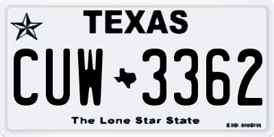 TX license plate CUW3362