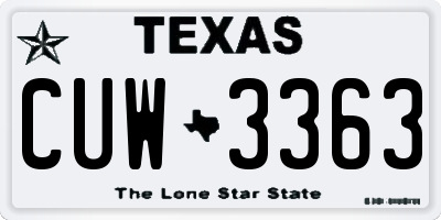 TX license plate CUW3363