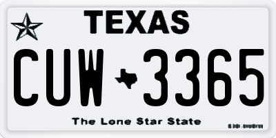 TX license plate CUW3365
