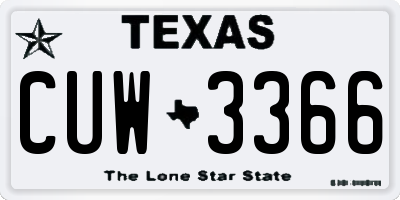 TX license plate CUW3366