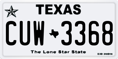 TX license plate CUW3368