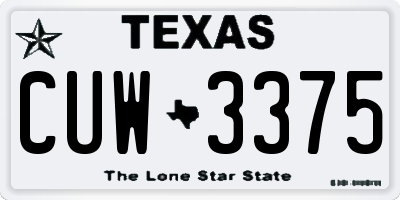 TX license plate CUW3375