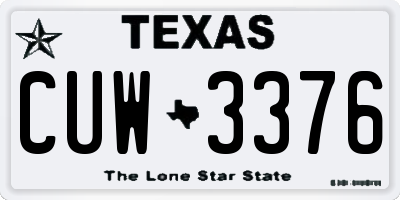TX license plate CUW3376