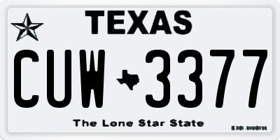 TX license plate CUW3377