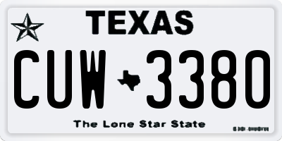 TX license plate CUW3380