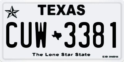 TX license plate CUW3381