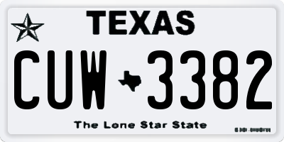 TX license plate CUW3382